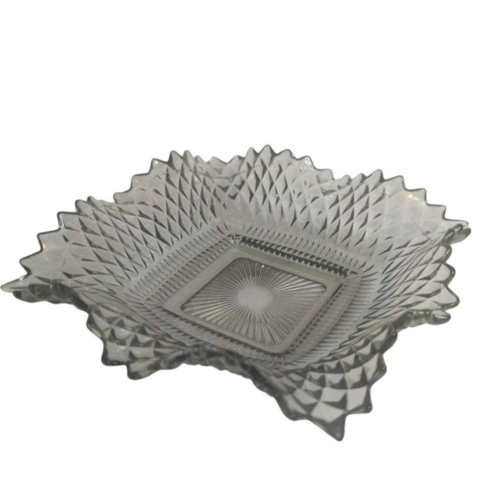 Vintage 1970s Federal Carnival Glass Smoke Iridescent Candy Dish